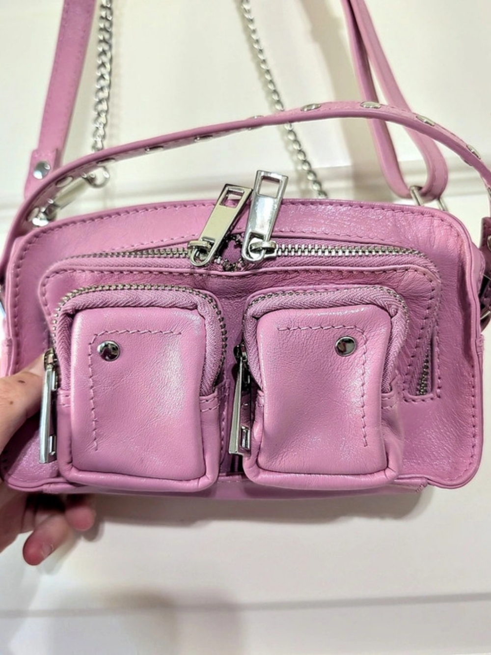 NUNOO Pink Multi-Pocket Crossbody Bag Like New